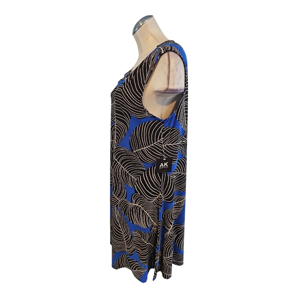 Anne Klein Size L Sleeveless Shift Dress Blue Black White - Picture 6 of 12
